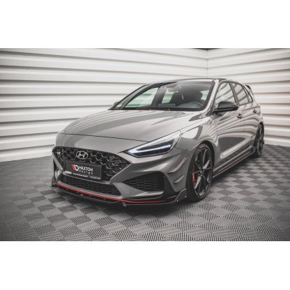 Maxton Design spoiler pod přední nárazník s křidélky ver.1 pro Hyundai i30 N MK3 Facelift, černý lesklý plast ABS