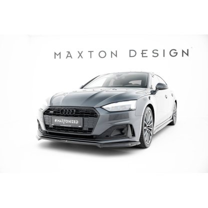Maxton Design spoiler pod přední nárazník v.1 pro Audi A5 F5 Facelift, černý lesklý plast ABS, Coupe/Sportback