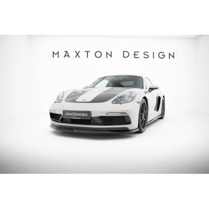 Maxton Design spoiler pod přední nárazník v.1 pro Porsche Cayman 982c, černý lesklý plast ABS, 718 GTS