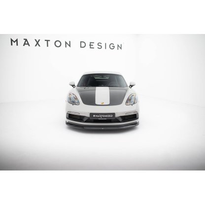Maxton Design spoiler pod přední nárazník v.1 pro Porsche Cayman 982c, černý lesklý plast ABS, 718 GTS