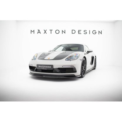 Maxton Design spoiler pod přední nárazník v.1 pro Porsche Cayman 982c, černý lesklý plast ABS, 718 GTS