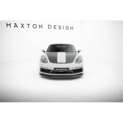 Maxton Design spoiler pod přední nárazník v.1 pro Porsche Cayman 982c, černý lesklý plast ABS, 718 GTS