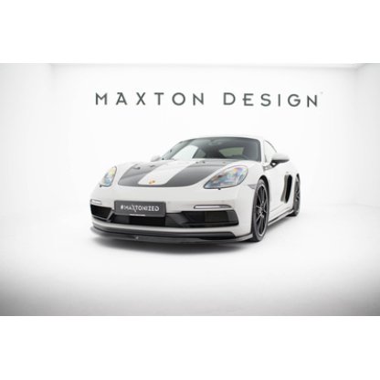 Maxton Design spoiler pod přední nárazník v.1 pro Porsche Cayman 982c, černý lesklý plast ABS, 718 GTS