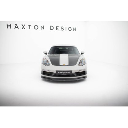 Maxton Design spoiler pod přední nárazník v.1 pro Porsche Cayman 982c, černý lesklý plast ABS, 718 GTS