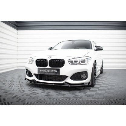 Maxton Design spoiler pod přední nárazník v.5 s křidélky pro BMW řada 1 F20- F21 Facelift, černý lesklý plast ABS, M-Pack/M140i
