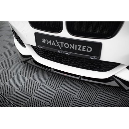 Maxton Design spoiler pod přední nárazník v.5 s křidélky pro BMW řada 1 F20- F21 Facelift, černý lesklý plast ABS, M-Pack/M140i