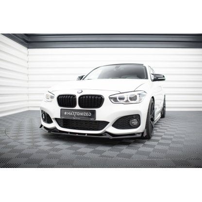 Maxton Design spoiler pod přední nárazník v.5 s křidélky pro BMW řada 1 F20- F21 Facelift, černý lesklý plast ABS, M-Pack/M140i