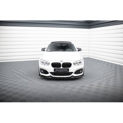 Maxton Design spoiler pod přední nárazník v.5 s křidélky pro BMW řada 1 F20- F21 Facelift, černý lesklý plast ABS, M-Pack/M140i