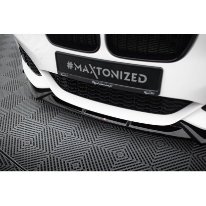 Maxton Design spoiler pod přední nárazník v.5 s křidélky pro BMW řada 1 F20- F21 Facelift, černý lesklý plast ABS, M-Pack/M140i