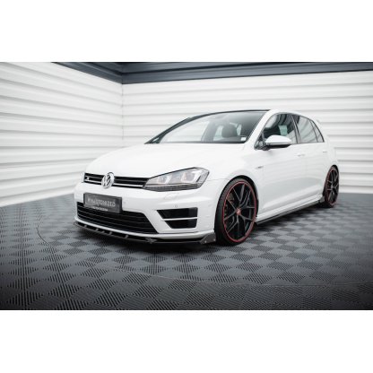 Maxton Design spoiler pod přední nárazník v.5 s křidélky pro Volkswagen Golf R Mk7, černý lesklý plast ABS