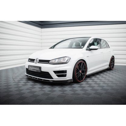 Maxton Design spoiler pod přední nárazník v.5 s křidélky pro Volkswagen Golf R Mk7, černý lesklý plast ABS
