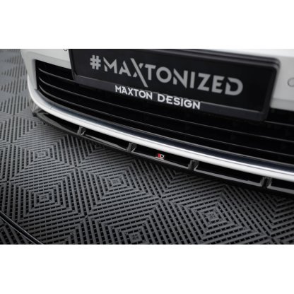 Maxton Design spoiler pod přední nárazník v.5 s křidélky pro Volkswagen Golf R Mk7, černý lesklý plast ABS