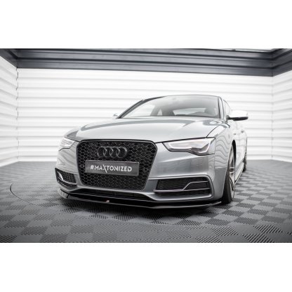 Maxton Design spoiler pod přední nárazník ver.1 pro Audi A5 8T FL, černý lesklý plast ABS, S-Line