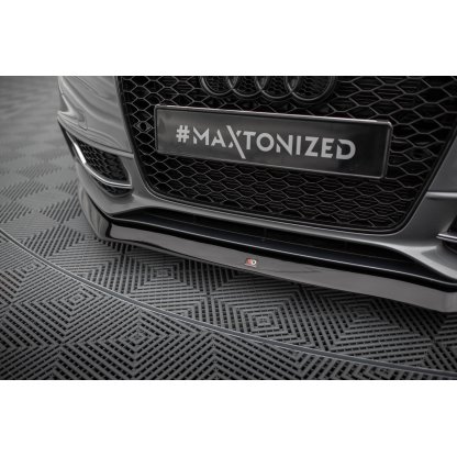Maxton Design spoiler pod přední nárazník ver.1 pro Audi A5 8T FL, černý lesklý plast ABS, S-Line