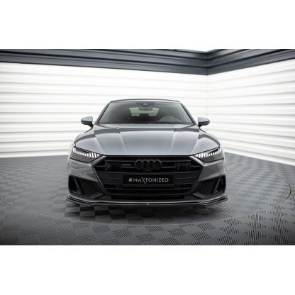 Maxton Design spoiler pod přední nárazník ver.1 pro Audi A7 C8 S-Line, černý lesklý plast ABS