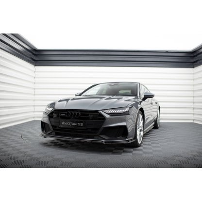 Maxton Design spoiler pod přední nárazník ver.1 pro Audi A7 C8 S-Line, černý lesklý plast ABS