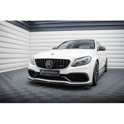 Maxton Design spoiler pod přední nárazník ver.1 pro Mercedes třída C W205/C63 AMG, černý lesklý plast ABS, Combi