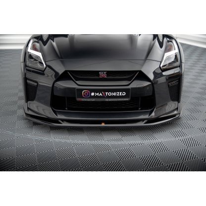 Maxton Design spoiler pod přední nárazník ver.1 pro Nissan GT-R R35 Facelift, černý lesklý plast ABS