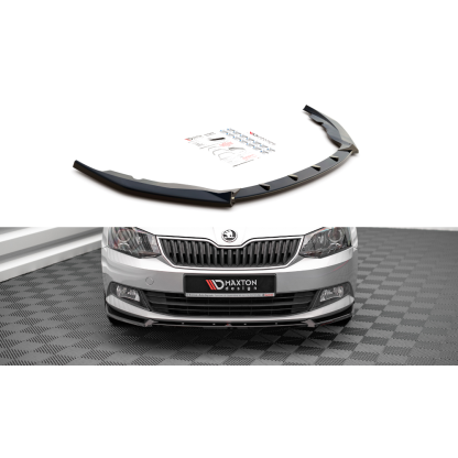 Maxton Design spoiler pod přední nárazník ver.1 pro Škoda Fabia Mk3, černý lesklý plast ABS
