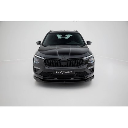 Maxton Design spoiler pod přední nárazník ver.1 pro Škoda Kamiq Mk1 Facelift, černý lesklý plast ABS, Monte Carlo