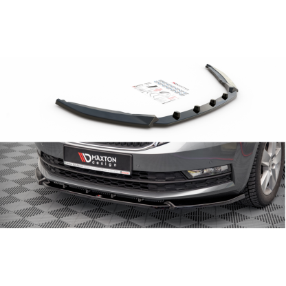 Maxton Design spoiler pod přední nárazník ver.1 pro Škoda Octavia Mk3 Facelift, černý lesklý plast ABS