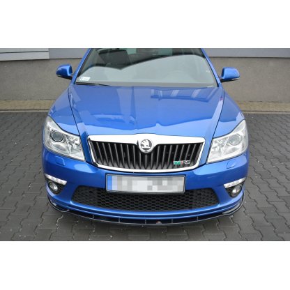 Maxton Design spoiler pod přední nárazník ver.1 pro Škoda Octavia RS Facelift Mk2 Facelift, černý lesklý plast ABS