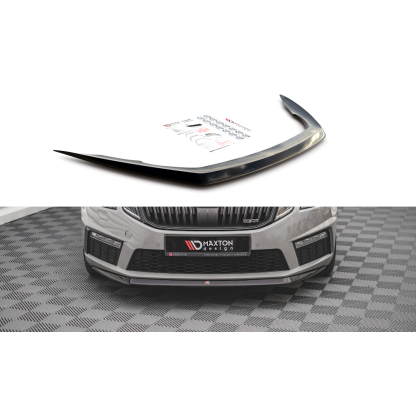 Maxton Design spoiler pod přední nárazník ver.1 pro Škoda Octavia RS Facelift Mk3, černý lesklý plast ABS
