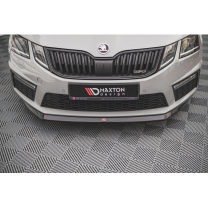 Maxton Design spoiler pod přední nárazník ver.1 pro Škoda Octavia RS Facelift Mk3, černý lesklý plast ABS
