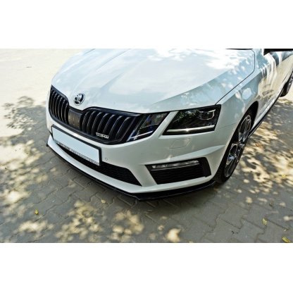 Maxton Design spoiler pod přední nárazník ver.1 pro Škoda Octavia RS Mk3, černý lesklý plast ABS