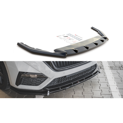 Maxton Design spoiler pod přední nárazník ver.1 pro Škoda Octavia RS Mk4, černý lesklý plast ABS