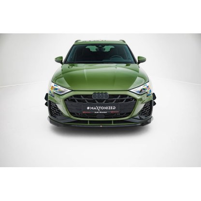Maxton Design spoiler pod přední nárazník ver.2 pro Audi A3 8Y Facelift, černý lesklý plast ABS, S-Line / S-Line Sedan