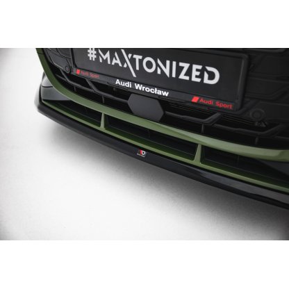 Maxton Design spoiler pod přední nárazník ver.2 pro Audi A3 8Y Facelift, černý lesklý plast ABS, S-Line / S-Line Sedan
