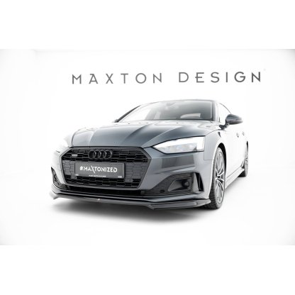 Maxton Design spoiler pod přední nárazník ver.2 pro Audi A5 F5 Facelift, černý lesklý plast ABS, Coupe/Sportback
