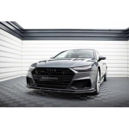 Maxton Design spoiler pod přední nárazník ver.2 pro Audi A7 C8 S-Line, černý lesklý plast ABS