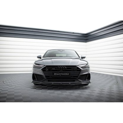 Maxton Design spoiler pod přední nárazník ver.2 pro Audi A7 C8 S-Line, černý lesklý plast ABS