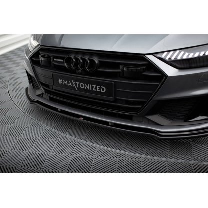 Maxton Design spoiler pod přední nárazník ver.2 pro Audi A7 C8 S-Line, černý lesklý plast ABS