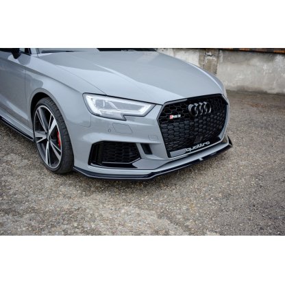 Maxton Design spoiler pod přední nárazník ver.2 pro Audi RS3 8V Facelift, černý lesklý plast ABS, Sedan