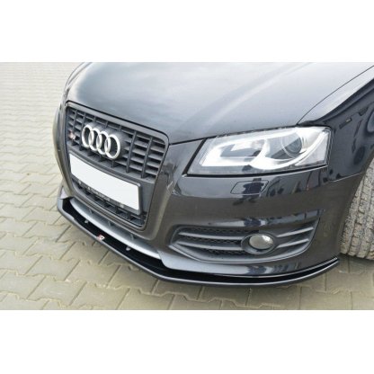 Maxton Design spoiler pod přední nárazník ver.2 pro Audi S3 8P Facelift, černý lesklý plast ABS