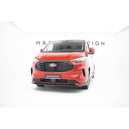 Maxton Design spoiler pod přední nárazník ver.2 pro Ford Transit Custom Mk2, černý lesklý plast ABS