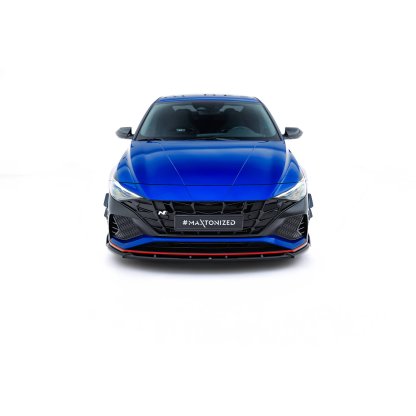 Maxton Design spoiler pod přední nárazník ver.2 pro Hyundai Elantra N Mk7, černý lesklý plast ABS