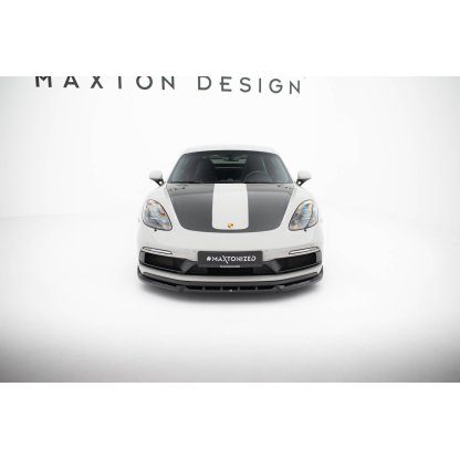 Maxton Design spoiler pod přední nárazník ver.2 pro Porsche Cayman 982c, černý lesklý plast ABS, 718 GTS