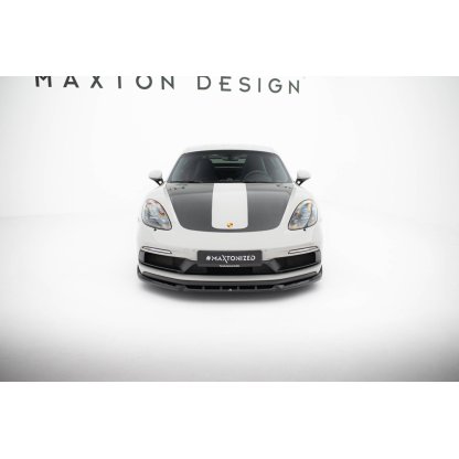 Maxton Design spoiler pod přední nárazník ver.2 pro Porsche Cayman 982c, černý lesklý plast ABS, 718 GTS
