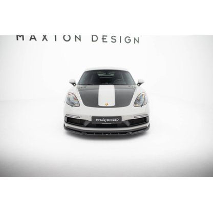 Maxton Design spoiler pod přední nárazník ver.2 pro Porsche Cayman 982c, černý lesklý plast ABS, 718 GTS