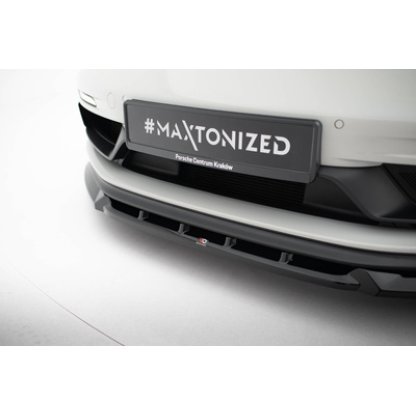 Maxton Design spoiler pod přední nárazník ver.2 pro Porsche Cayman 982c, černý lesklý plast ABS, 718 GTS