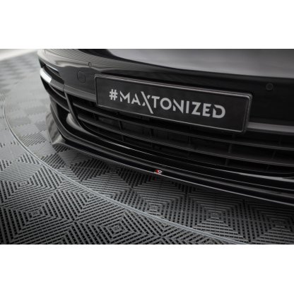 Maxton Design spoiler pod přední nárazník ver.2 pro Porsche Panamera 4S 971, 971 E-Hybrid, černý lesklý plast ABS