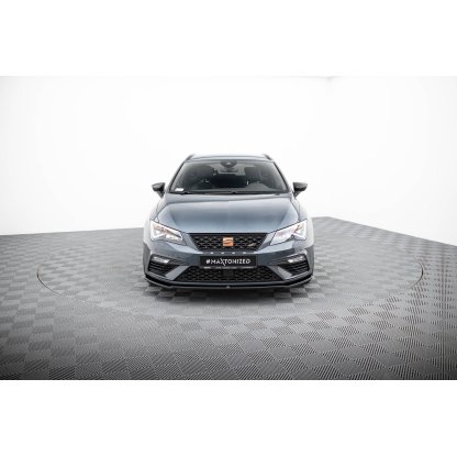 Maxton Design spoiler pod přední nárazník ver.2 pro Seat Leon Cupra Mk3 Facelift, černý lesklý plast ABS