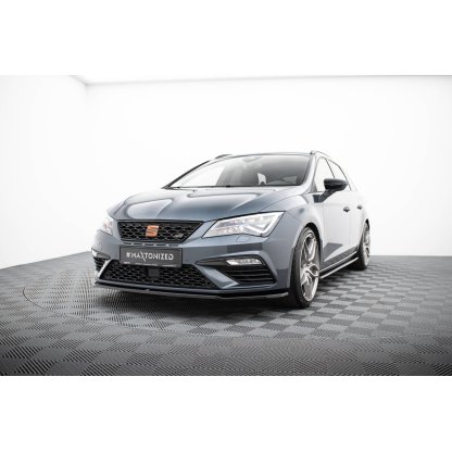 Maxton Design spoiler pod přední nárazník ver.2 pro Seat Leon Cupra Mk3 Facelift, černý lesklý plast ABS