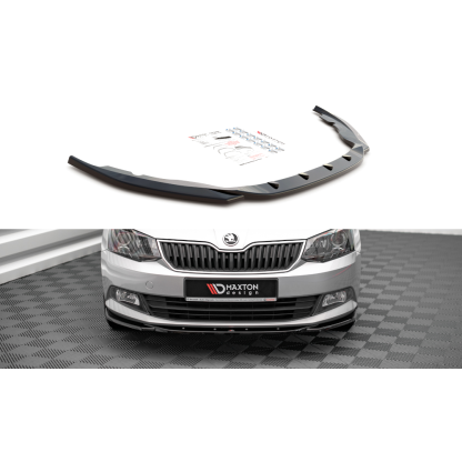 Maxton Design spoiler pod přední nárazník ver.2 pro Škoda Fabia Mk3, černý lesklý plast ABS