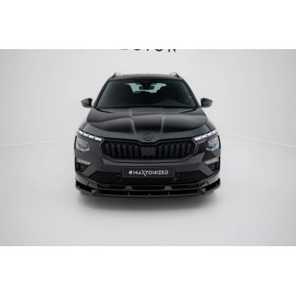 Maxton Design spoiler pod přední nárazník ver.2 pro Škoda Kamiq Mk1 Facelift, černý lesklý plast ABS, Monte Carlo