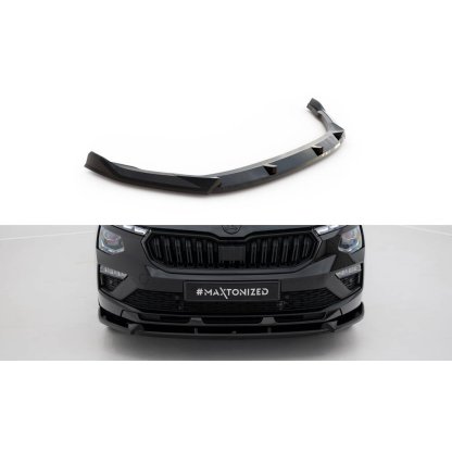 Maxton Design spoiler pod přední nárazník ver.2 pro Škoda Kamiq Mk1 Facelift, černý lesklý plast ABS, Monte Carlo